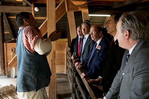 Sen. Chris Coons, Director Iancu, Secretary Ross, and Rep. Issa at George Washington’s gristmill.